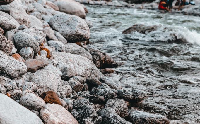 rocks with a river flowing