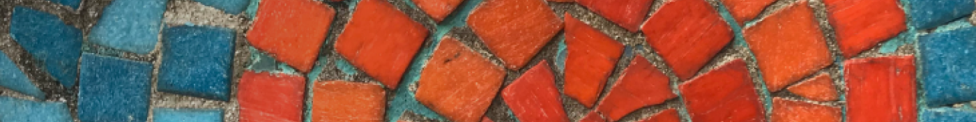 Blue and orange tile mosaic