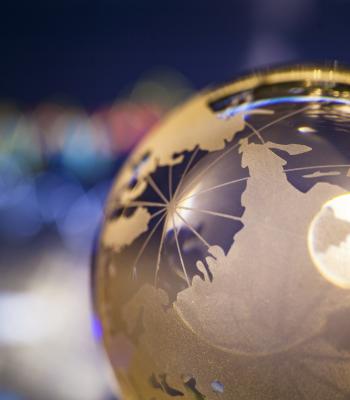 Globe with light reflecting